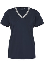 2023 Mountain Horse Womens Active Stripe T-Shirt 4537040 - Navy